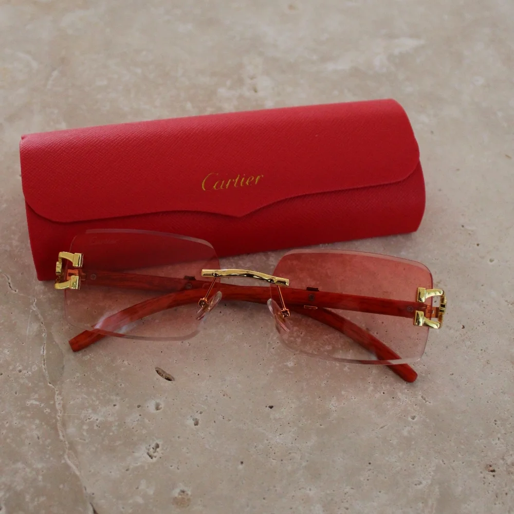 Cartier Rimless Redish Pink Gradient Sunglasses - Picture 11 of 13